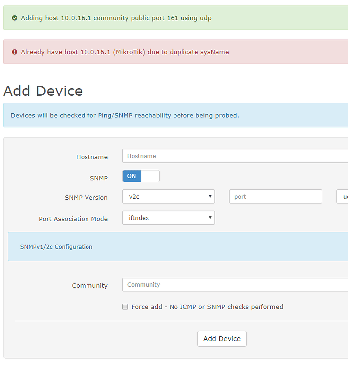 Cannot add device "duplicate sysName" Help LibreNMS Community
