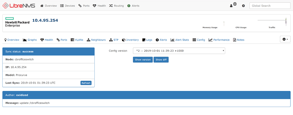 LibreNMS not showing Oxidized Configs or Diffs - Oxidized - LibreNMS ...