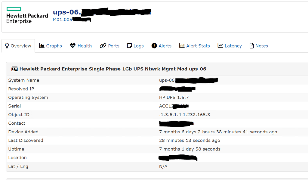 Serial Number in HPE UPS R1500 CPQPOWERMIB Help LibreNMS Community