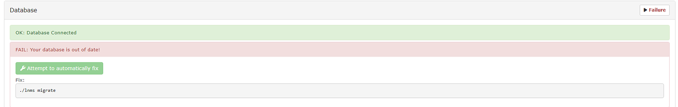 Wrong database schema error after upgrade - Help - LibreNMS Community